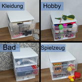 Schubladenbox großen Schubladen 38x37 cm - schwarz-transparent Kunststoff Drawer Tower Box Organizer für Schreibtisch Easy-Pull-System